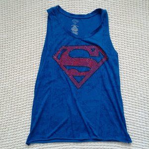 Superman Bedazzled, Jeweled Tank Top Muscle